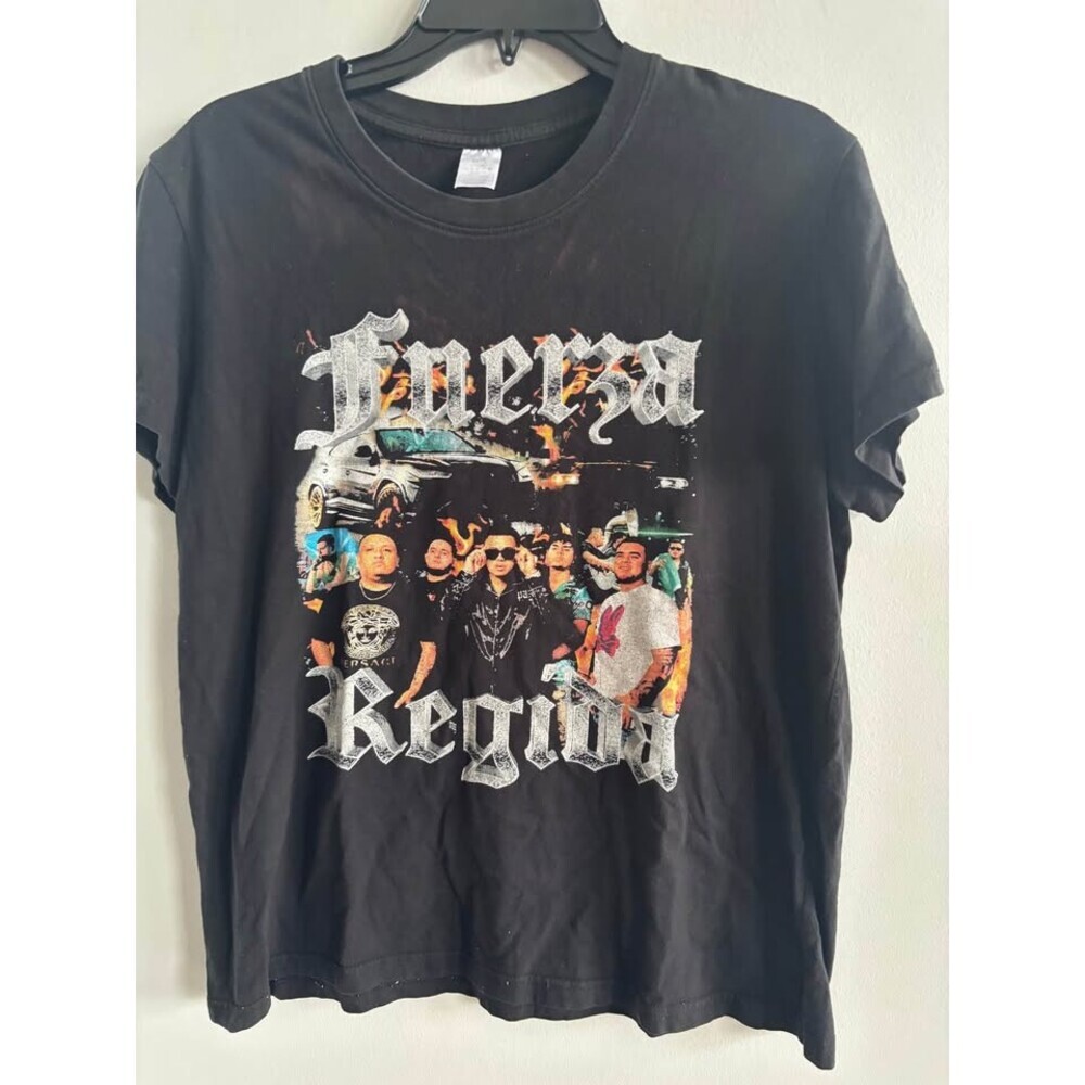 Fuerza Regida Vintage Style Graphic Tee - Black (Size L)